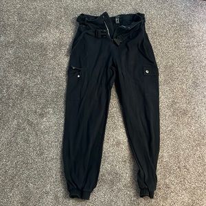Black joggers with buckle belt - medium